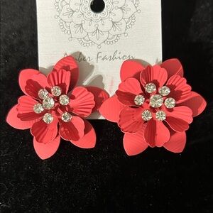 Elegant Red Floral Earrings